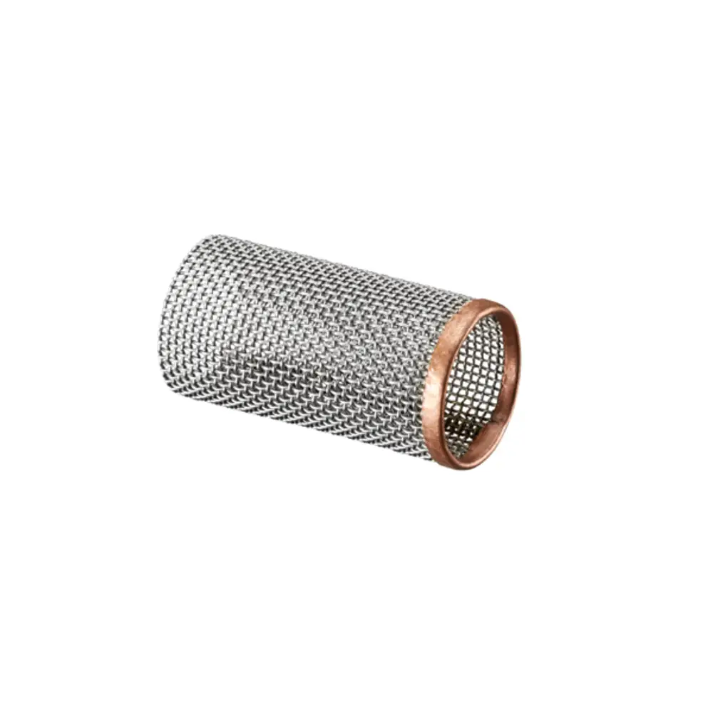 Metallischer Siebeinsatz von Oventrop mit feinmaschigem Gewebe, typischerweise zur Filtration geeignet, in zylindrischer Form.